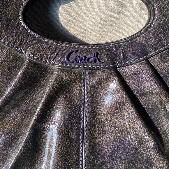 Dark Purple Patent Leather Coach Purse - Picture 4 of 8